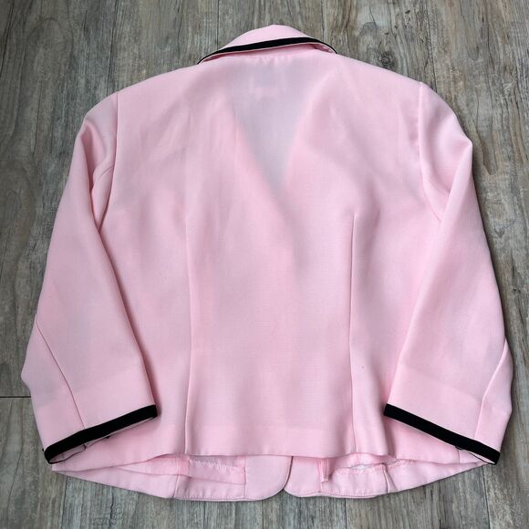 Vintage Blazer Pink and Black Jacket Medium 90s 50s Unique Bows Maximalist - Picture 2 of 12